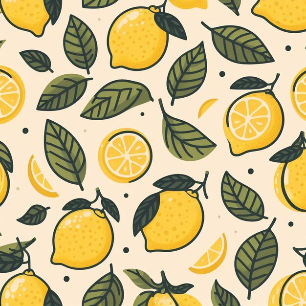 Hermosos colores frescos frutas de limón patrón papel tapiz sin costuras ilustración vectorial dibujo icono