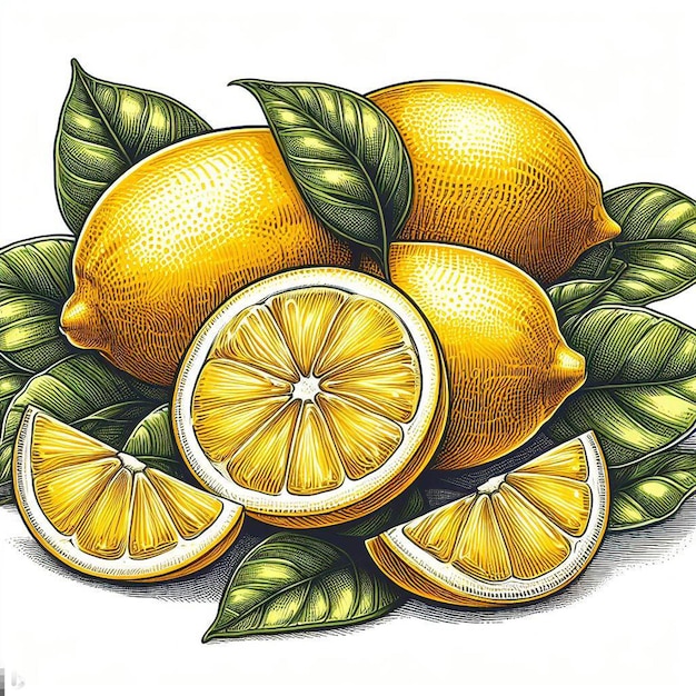 Hermosos colores frescos limón lima frutas jugosas papel tapiz ilustración vectorial dibujo ilustración