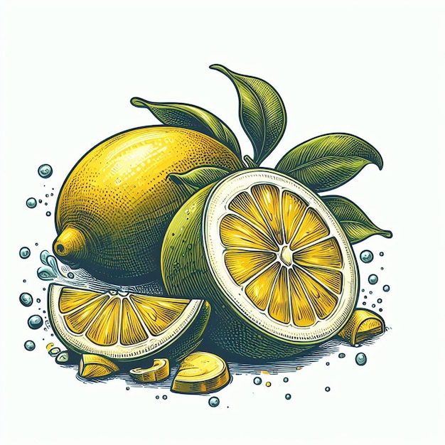 Hermosos colores frescos limón lima frutas jugosas papel tapiz ilustración vectorial dibujo ilustración