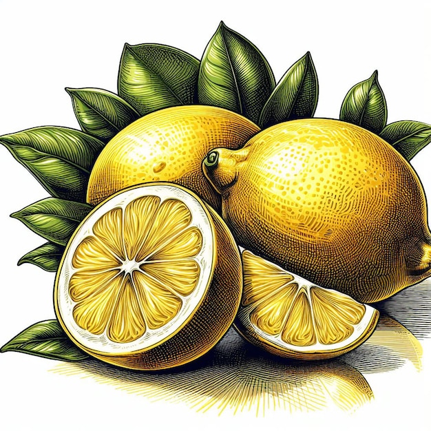 Hermosos colores frescos limón lima frutas jugosas papel tapiz ilustración vectorial dibujo ilustración