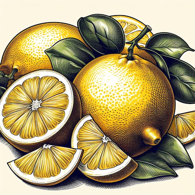 Hermosos colores frescos limón lima frutas jugosas papel tapiz ilustración vectorial dibujo ilustración