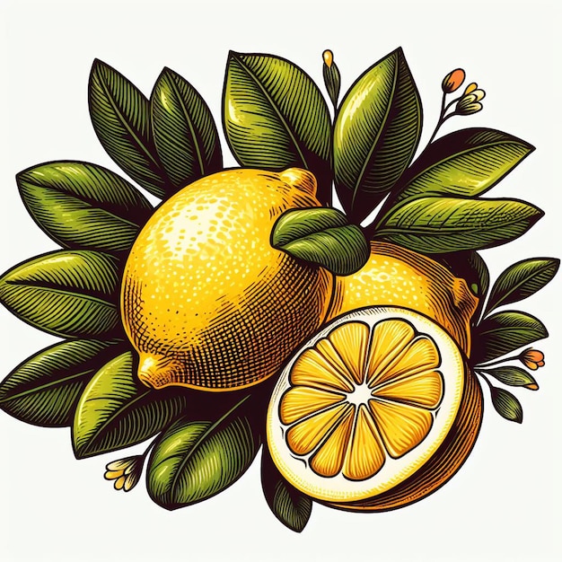 Hermosos colores frescos limón lima frutas jugosas papel tapiz ilustración vectorial dibujo ilustración