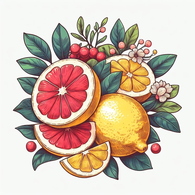 Hermosos colores frescos limón lima frutas jugosas papel tapiz ilustración vectorial dibujo ilustración