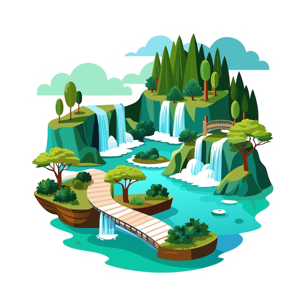 Hermosos conceptos de ilustración vectorial de paisajes inspirados en lugares populares de la tierra