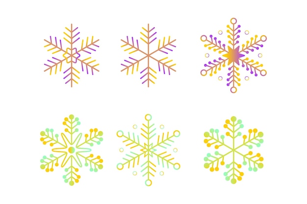 Hermosos conjuntos vectoriales de copos de nieve para mejorar su obra de arte