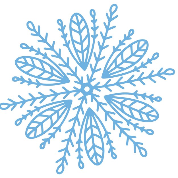 Hermosos copos de nieve azules Siluetas congeladas de copos de nieve de cristal Decoración navideña de invierno