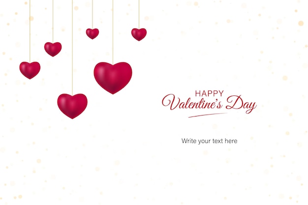 Hermosos corazones colgantes del día de San Valentín con espacio de texto