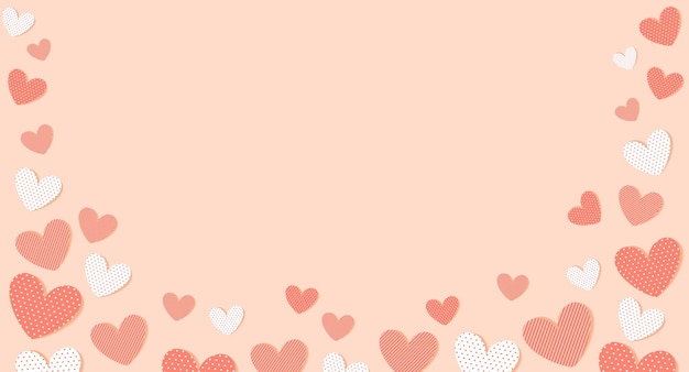 Hermosos corazones impresos en rosa Fondo Ilustración vectorial Día de San Valentín
