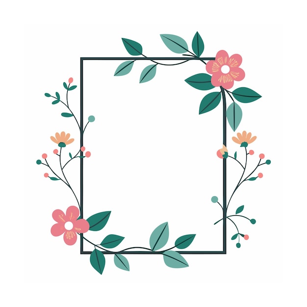 Hermosos cuadros florales minimalistas Ilustración vectorial de la frontera