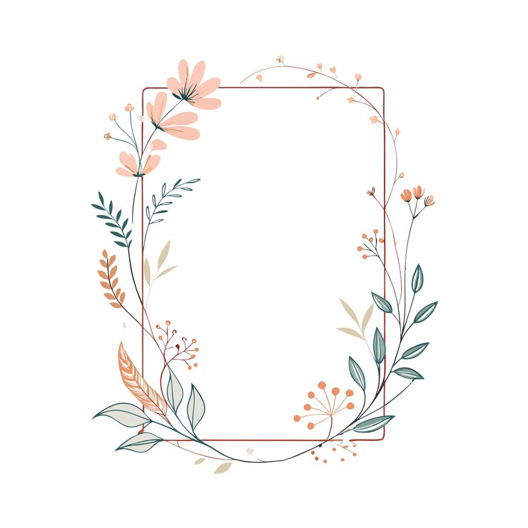 Hermosos cuadros florales minimalistas Ilustración vectorial de la frontera