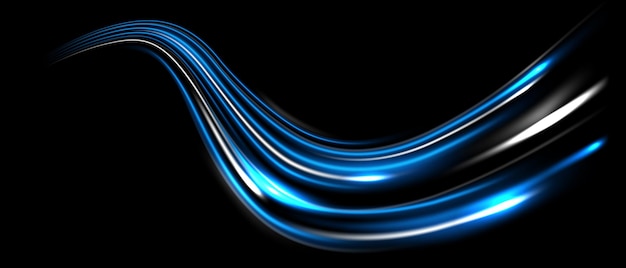 Hermosos diseños de líneas de velocidad de luz en fondo negro Ilustración vectorial