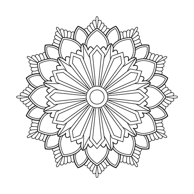 Hermosos diseños de mandalas negras y simples para colorear páginas de libros