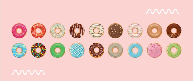 Hermosos donuts vectores