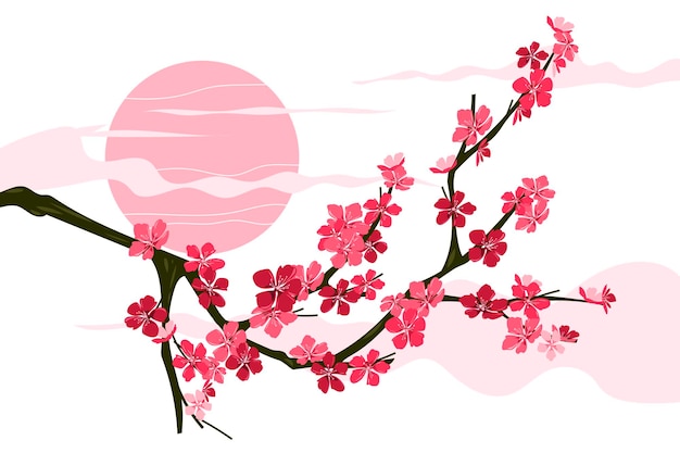 Vector hermosos fondos de dibujo a mano de flor de cerezo o sakura