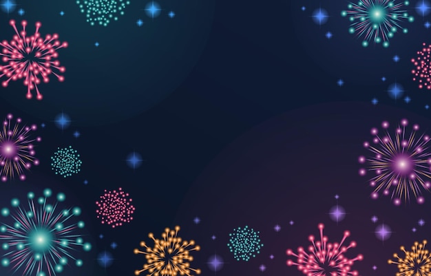 Hermosos fuegos artificiales en el fondo