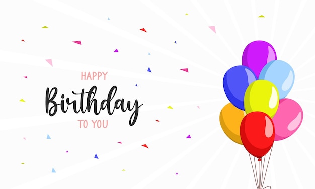 Hermosos globos voladores de colores feliz cumpleaños de fondo