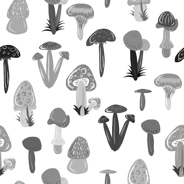 Hermosos hongos Vector patrón de fondo transparente