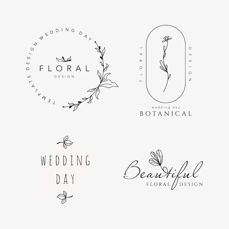 Vector hermosos logotipos de plantillas de contorno con adornos florales para bodas industria de la belleza vector