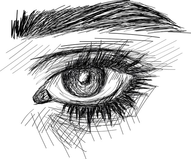 Vector hermosos ojos femeninos dibujo original arte gráfico