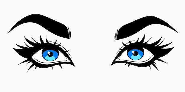 Hermosos ojos femeninos lindos en estilo de dibujos animados