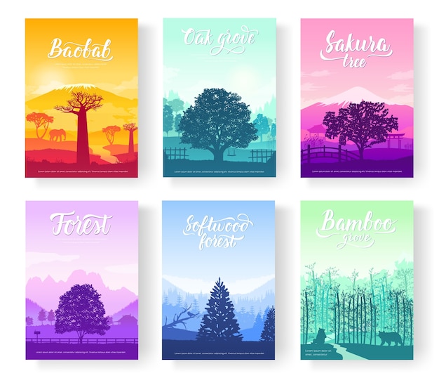 Hermosos parques de todo el planeta. árboles coloridos de los bosques del paisaje.