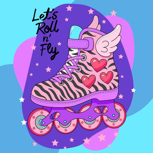Hermosos patines de zebra rosados con tonos púrpuras