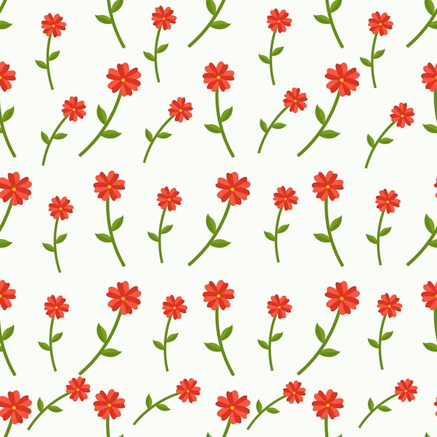 Hermosos patrones sin costuras de pequeñas flores rojas con hojas verdes