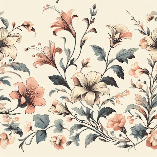 Vector hermosos patrones florales coloridos papel de pared arte vectorial sin costuras ilustración icono de dibujo