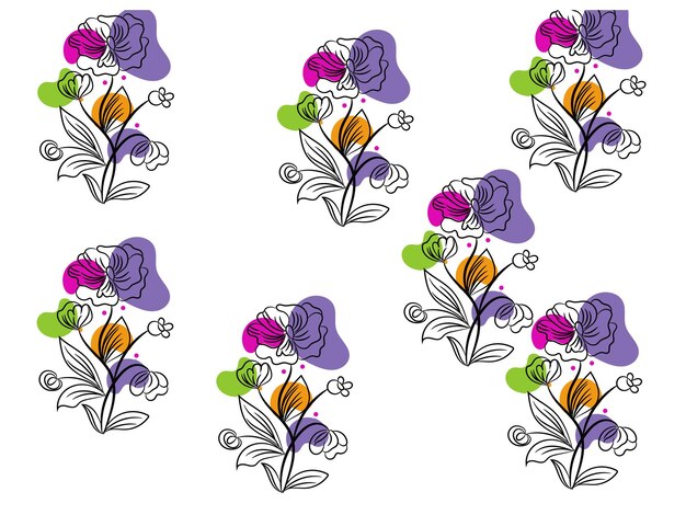 Vector hermosos patrones con mariposas de colores y flores azules