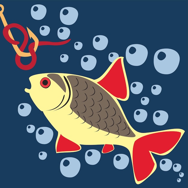 Hermosos peces patrón pesca hermoso pasatiempo de verano cartel vectorial EPS