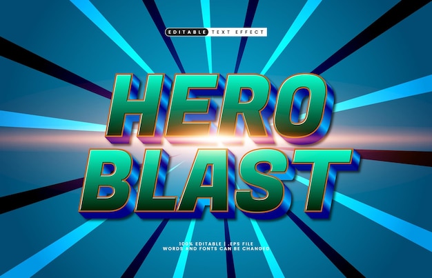 hero blast efecto de texto editable con un efecto de texto de héroe y juego