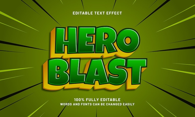 Hero blast efectos de texto editables con un tema feliz y para niños