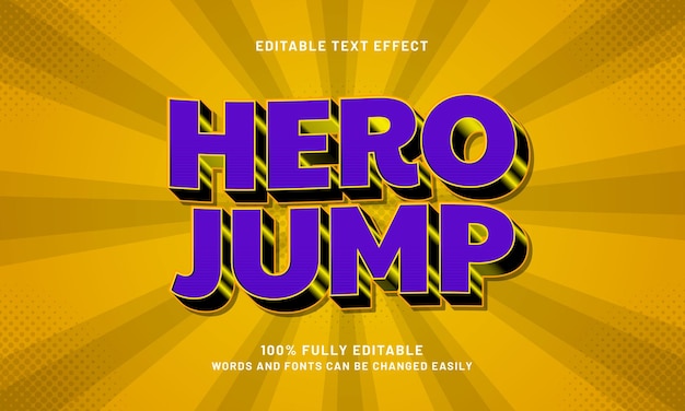hero jump efectos de texto editables con un tema de héroes y niños