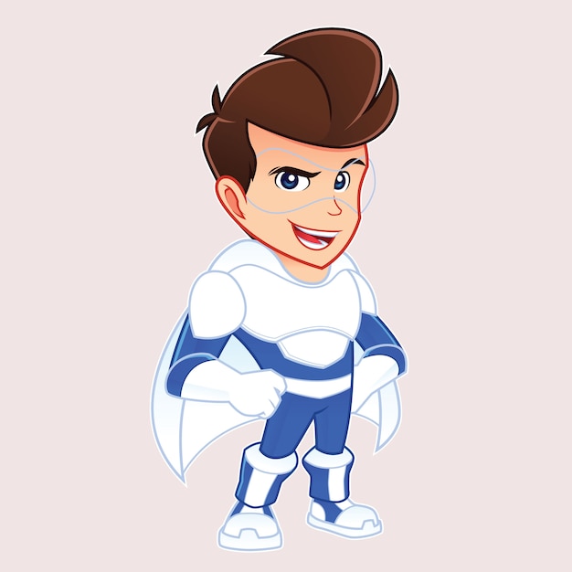 Vector hero kid mascot ilustración