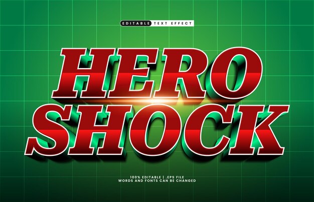 Hero shock efecto de texto editable con un héroe y un poderoso efecto de texto