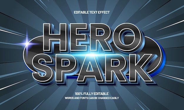 Hero spark efecto de texto editable con un estilo de texto de rey y reino