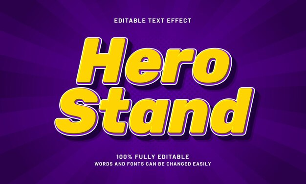 Hero stand efectos de texto editables con un tema de superhéroes y niños