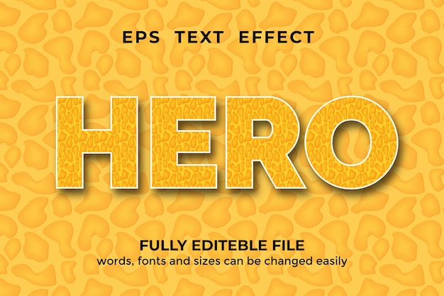 Hero texto efecto 3d estilo editable premium vector