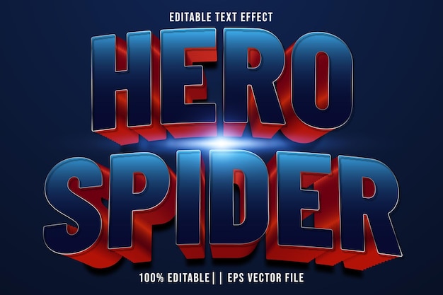 Héroe araña efecto de texto editable estilo moderno en 3D