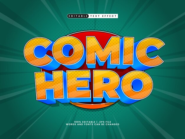 héroe cómico con efectos de texto editables con temática de superhéroe