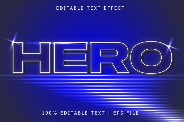 Héroe efecto de texto editable 3 dimensiones en relieve estilo moderno