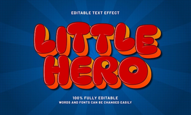 héroe efectos de texto editables con un poco de niños y tema agradable