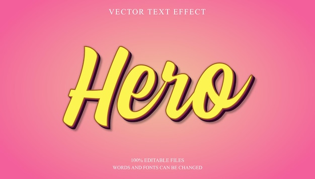 Vector héroe de estilo de efecto de texto editable 3d
