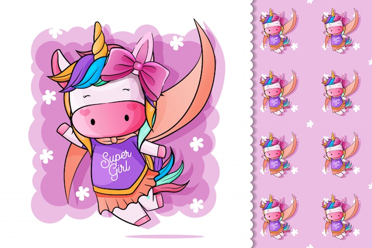 Vector héroe lindo unicornio