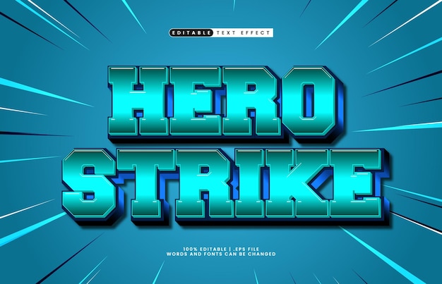 Héroe strike efecto de texto editable con un héroe y un efecto de super texto