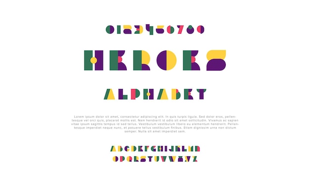 Héroes creativo geométrico moderno alfabeto urbano fuente digital abstracto futurista música de moda