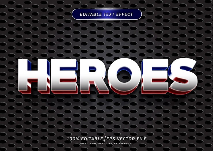 Vector héroes efecto de texto editable tema color elegante