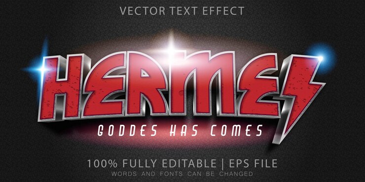 Vector héroes de hermes efecto de texto editable