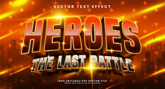 Heroes the last battle efecto de texto editable en 3d con color marrón adecuado para temas de batalla