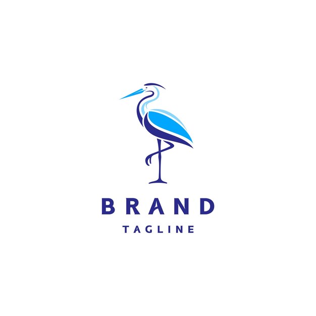 Heron Bird Elegante diseño de logotipo Ilustración simple de Heron Bird de pie sobre una pierna